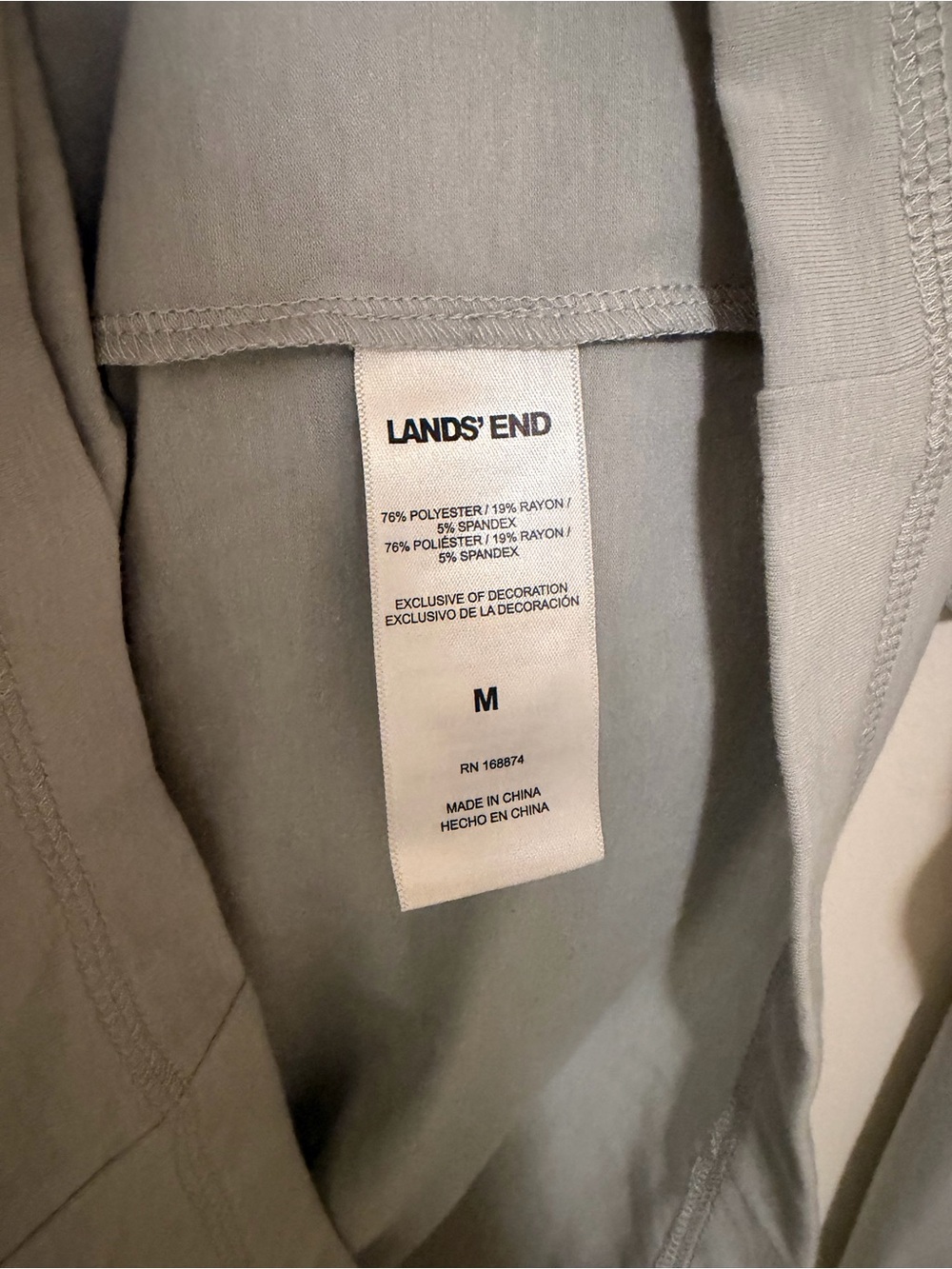 Lands' End UPF 50 Sun Hoodie Rash Guard Light Grey - Picture 6 of 6